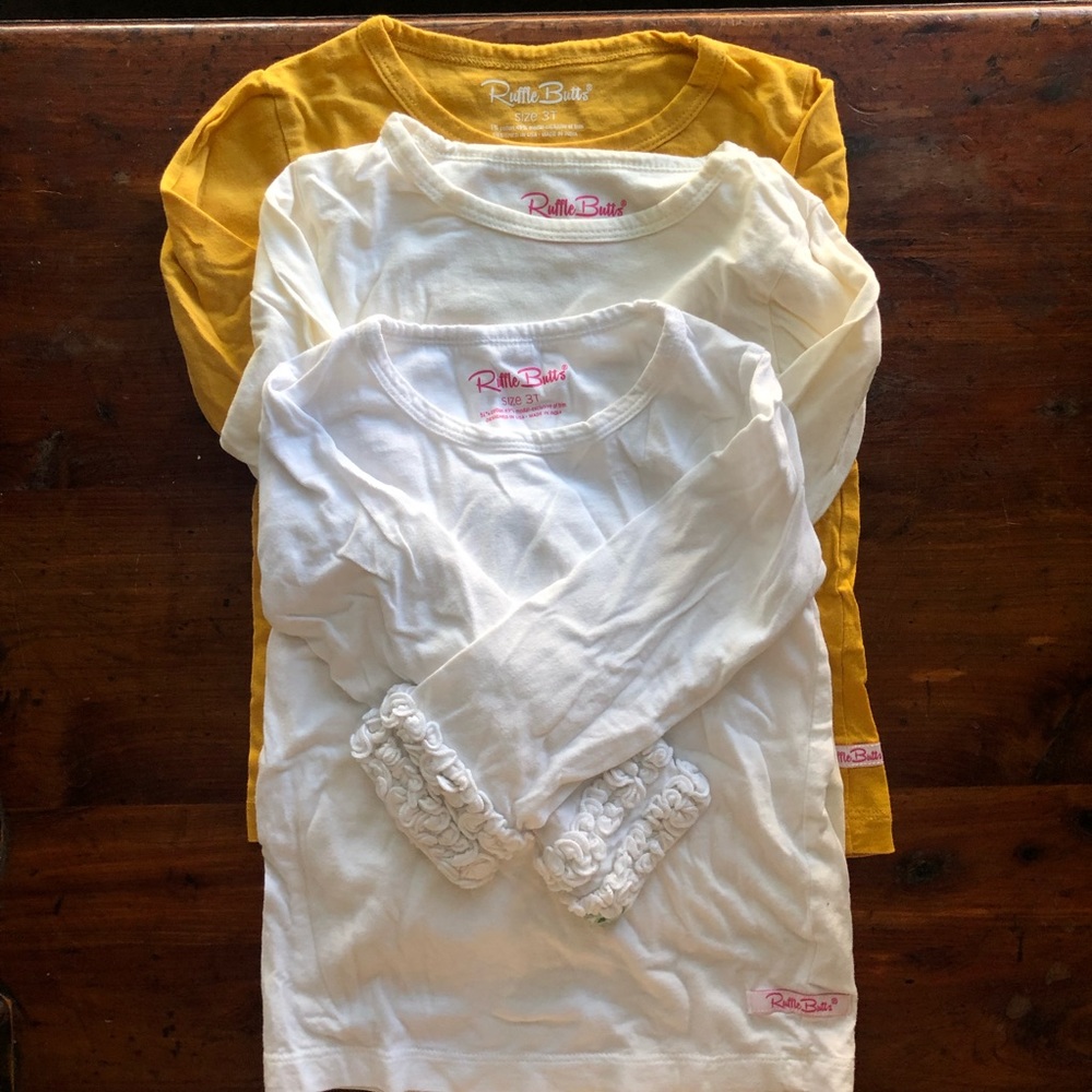 Bundle of 3 3T RuffleButts Layering Long-sleeved Tees
